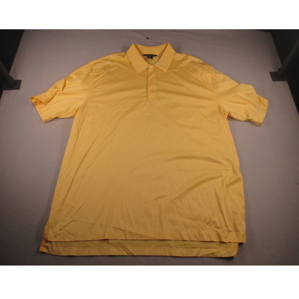 Brooks Brothers Country Club Mens XL Yellow Performance Cotton Polo Shirt Preppy